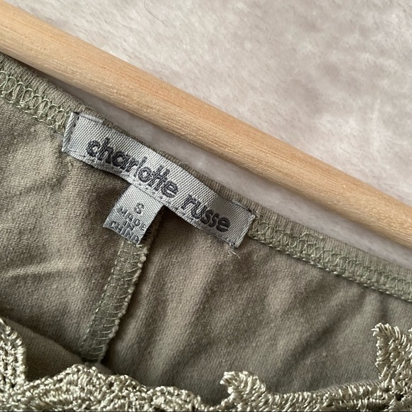 Sage Off Shoulder Floral Appliqué Neckline Bodysuit - Picture 3 of 11